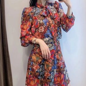 ZARA | shimmery floral mini dress